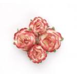 Цветы чайной розы, 2 шт - диам 4 см, 2 шт- диам 3 см, красно-желтые SCB 291805